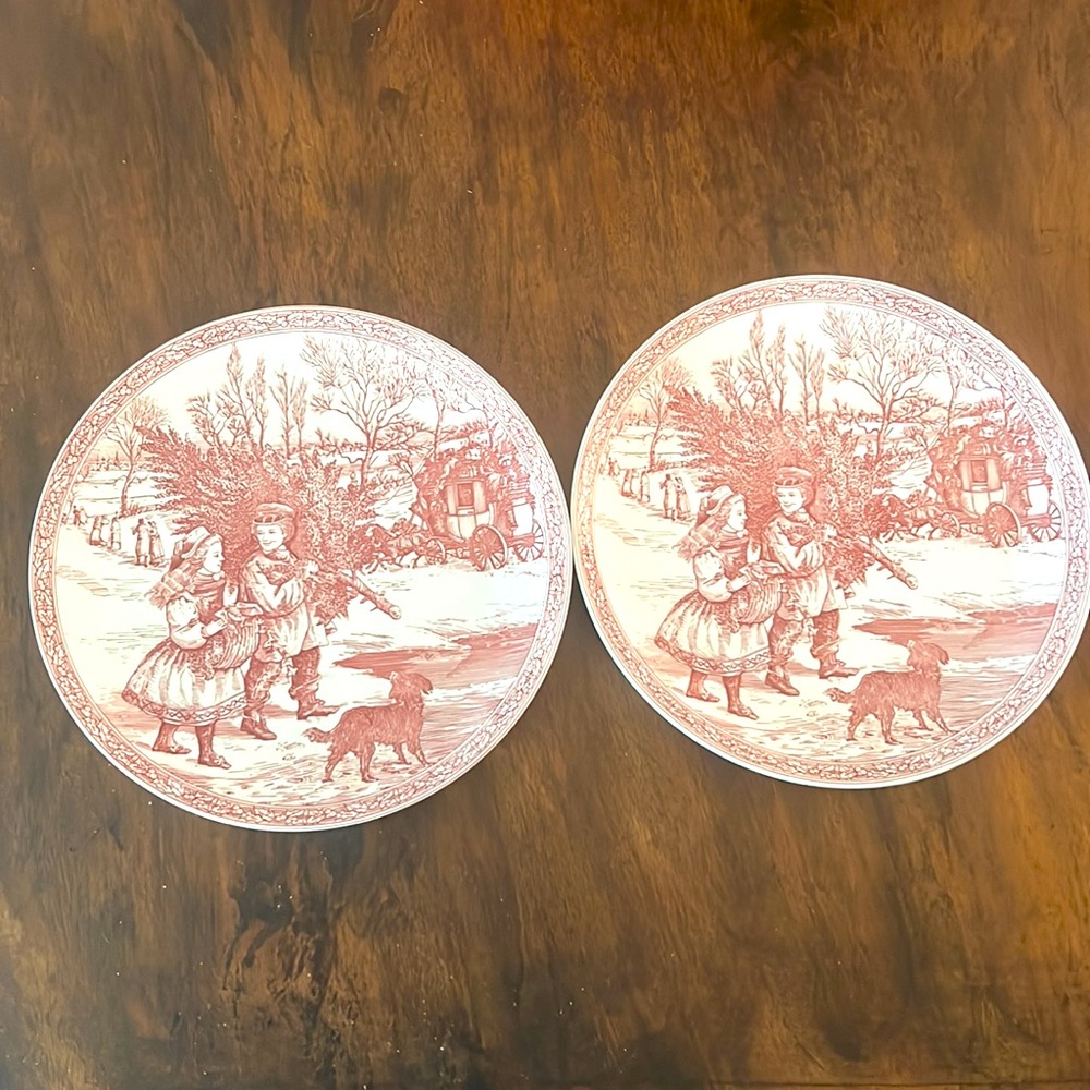Spode Blue Room Christmas Plates Number 1 - Set of 2
